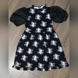 Janie & Jack Girls Black Floral Dress